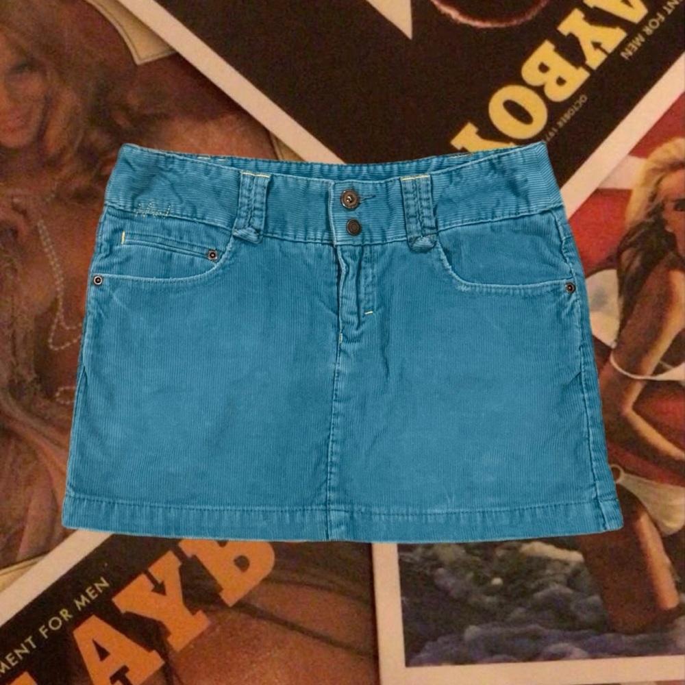 y2k blue corduroy skirt